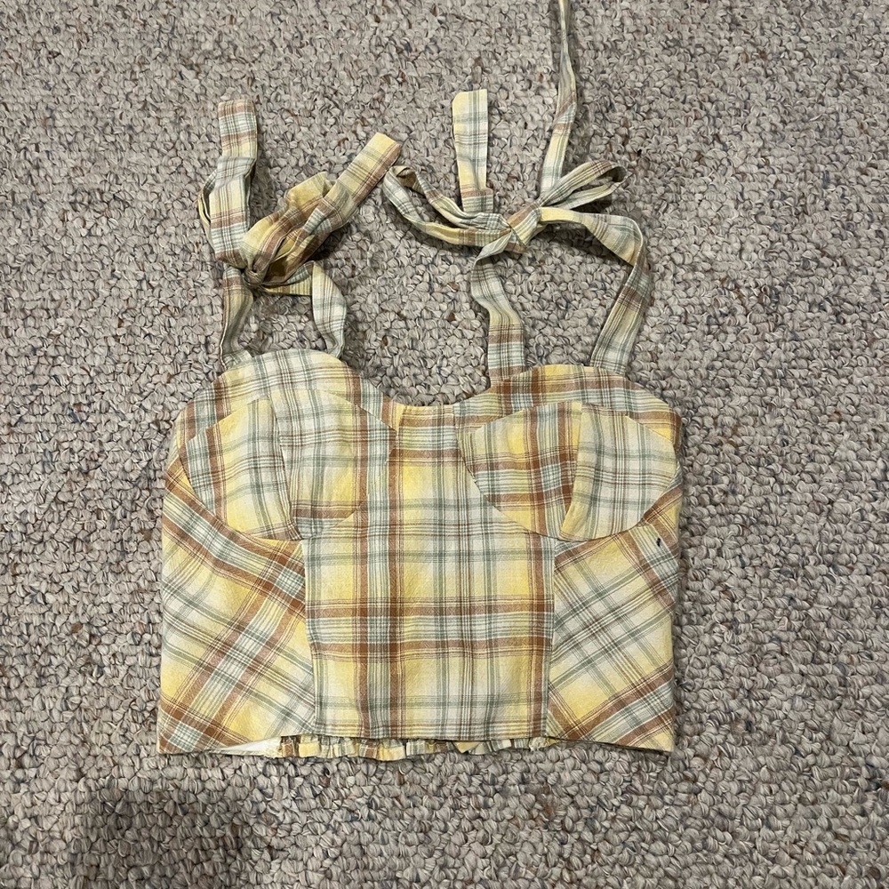 URBAN Romantics Yellow Plaid Crop Top